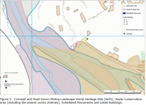 Figure 3. Cornwall and West Devon Mining Landscape World Heritage Site (WHS), Hayle ConservationArea (including the arsenic works chimney), Scheduled Monuments and Listed Buildings. Figure 3. Cornwall and West Devon Mining Landscape World Heritage Site (WHS), Hayle ConservationArea (including the arsenic works chimney), Scheduled Monuments and Listed Buildings.